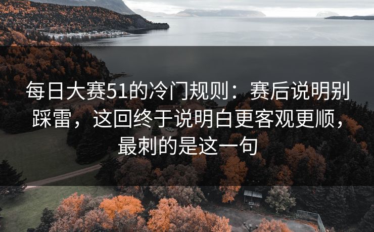 每日大赛51的冷门规则：赛后说明别踩雷，这回终于说明白更客观更顺，最刺的是这一句